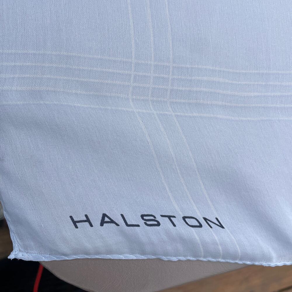 Halston Blue/Purple Geometric Pattern Signed Scarf - image 2